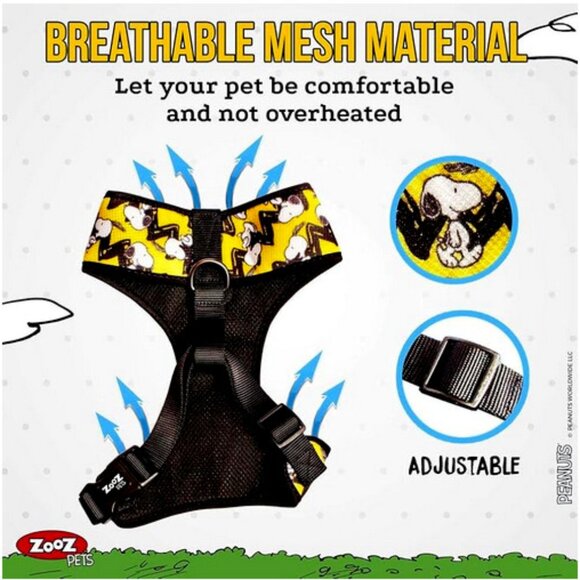 NWT ~ Zoozpets Snoopy Dog Breathable Harness Charlie Brown Yellow (Size: Medium) - Picture 4 of 7